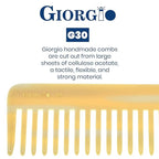 Giorgio G30 Large 5.75 Inch Hair Detangling Comb, Wide Teeth for Thick Curly Wavy Hair. Long Hairs Detangler Comb For Wet and Dry. Handmade of Cellulose, Saw-Cut, Hand Polished, Ivory 2 Pack