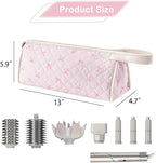Large Quilted Hair Tools Travel Bag,Aesthetic Hair Styling Accessories Storage Case for Flat Irons,Straightener,Curling Iron,Hair Dryer,Dyson Airwrap Travle Bag,Portable Organizer（03Pink Bow）