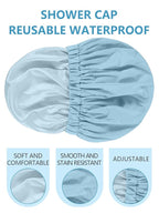 Years calm Reusable Waterproof Shower Caps for Women, Hair Caps for Showers, Double-Layer Elastic Design, for All Hairstyles, Travel-Friendly (Sky Blue)