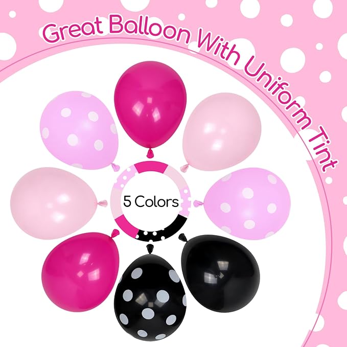 60pcs Pink and Black Balloons 12inch - Image 2