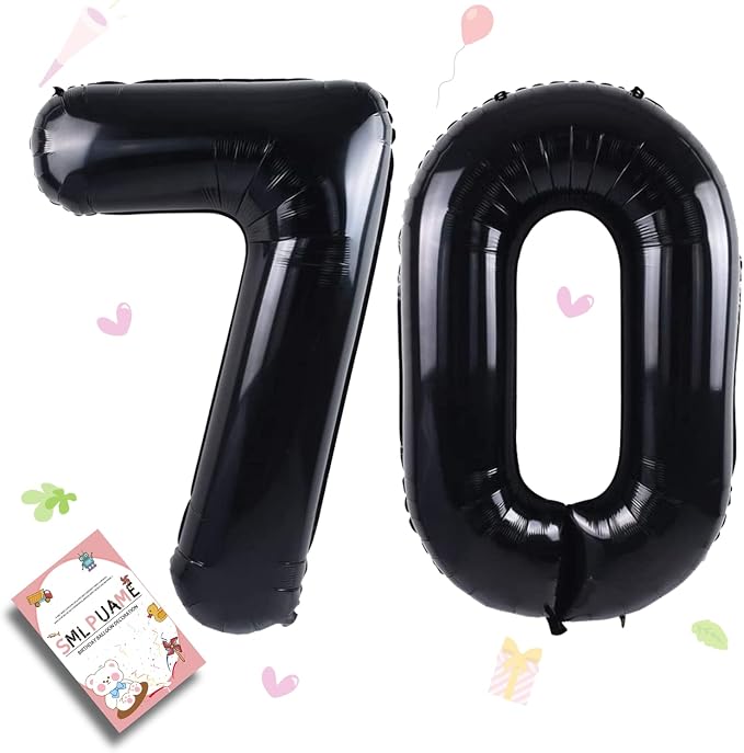 40 inch Number Balloon 0-9 Black Large Number 70 Balloons, Digital Balloons by Smlpuame