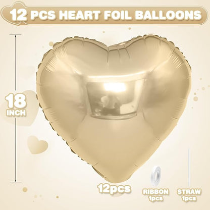 Champagne Gold Heart Balloons, 18Inch Helium Polyester Film Balloon - Image 2