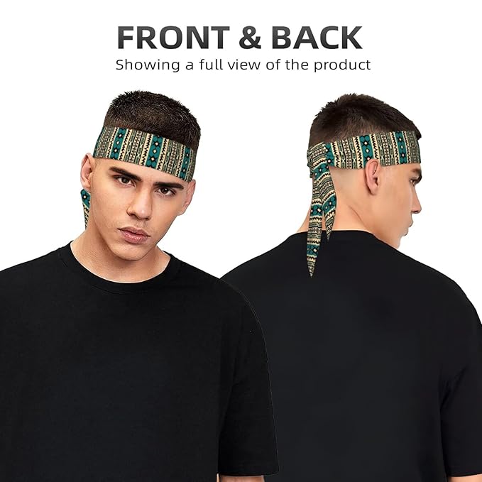 Men's Women Sports Sweatband, Multi Style Long Head Ribbon for Running Fitness Spa, Cool Tribal Navajo Aztec Geometric Ethnic Pattern Headwear Head Accessories