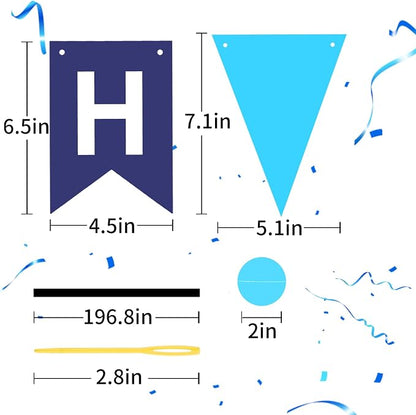 Blue Happy Birthday Banner, Happy Birthday Decorations Hanging Birthday Sign - Image 6