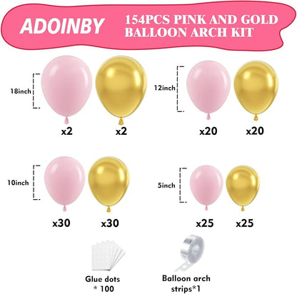 Pink and Gold Balloon Arch Kit, 18 12 10 5 Inch Different Size Balloons - Image 2