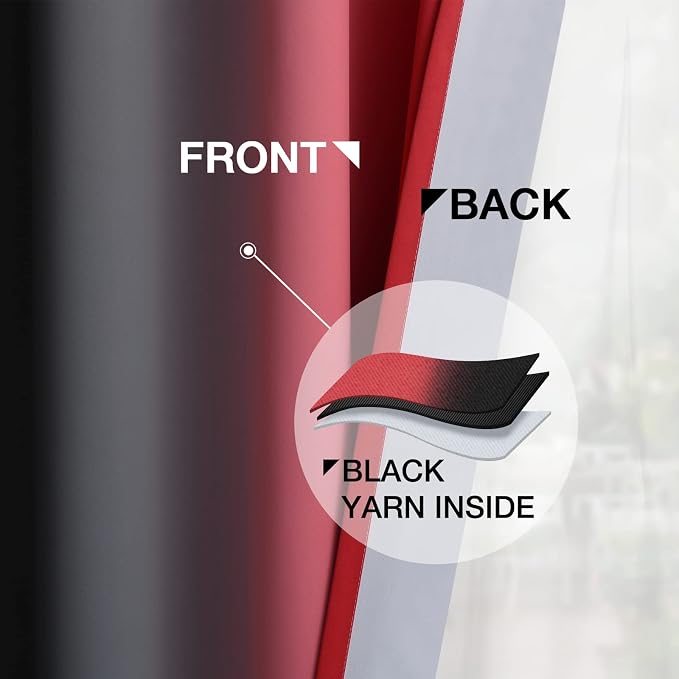 Yakamok Blackout Ombre Black and Red Curtains - Image 5
