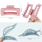 Hair Clips for Women 4.3 Inch Large Hair Claw Clips 8 pcs Square Claw Clips & Flat Hair Clips for Thick or Thin Hair French Concord Hair Barrettes Alligator Hair Accessories for Women (Colorful)