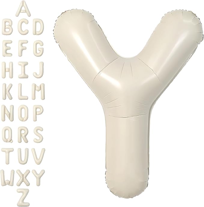 SUWEN 40 Inch Cream Large Y Letter Balloons Big Foil Helium A-Z | Jumbo Mylar by SUWEN