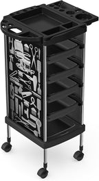 FreSup 6-Tier Salon Cart with Wheels, Stainless Steel Hair Salon Storage Tool Cart, Barber Station Trolley, Rolling Beauty Organizer for Hair Stylist, Makeup, Skincare, SPA, Tattoo （Upsized Tray）