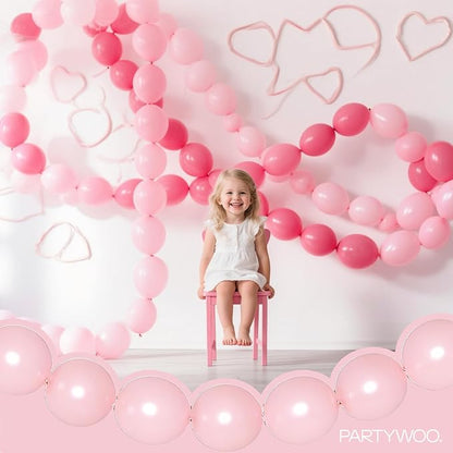 PartyWoo Baby Pink Linking Balloons 100pcs 6 Inch Pink Link Balloons | - Image 2