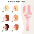 Detangler Brush for Curly Hair, Hairbrush Set for Wet Dry Curl Straight Thick Thin, Pain-Free Hair Brushing, Small Size for Travelling, Curly Brush for Women Men Kid (Pink and Blue)