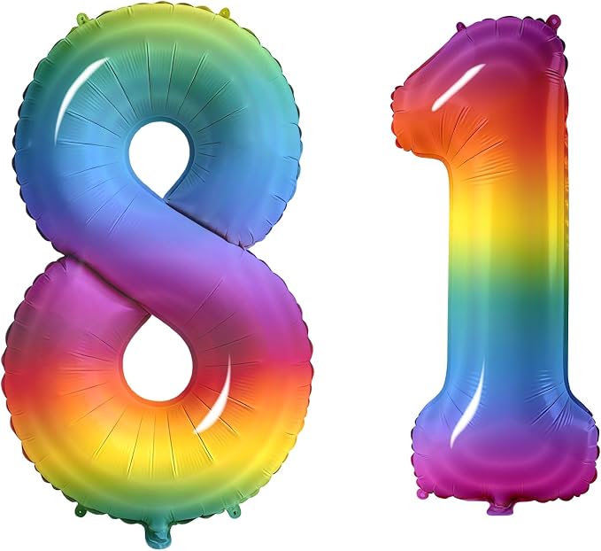 Number 81 Balloons for 81st Birthday Party Decorations, 0-100 Large No.81 by Joycard
