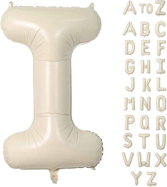 Biapian 40 Inch Letter I Balloon, Giant Cream Foil, Big Single Alphabet A-Z by BIAPIAN