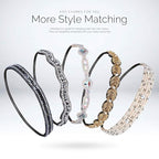 Teenitor 5pcs Rhinestone Beaded Headbands, No Slip Jeweled Head Wraps Women Girls Hair Headbands
