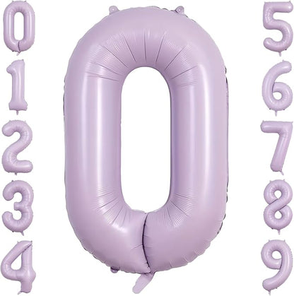 40" Pastel Purple Foil Number 0 Balloon by TNCDJKPA