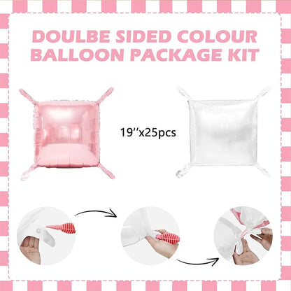 Pearl Pink and White Balloons Wall Tunnel Backdrop Double Sided Chrome Balloon - Image 2