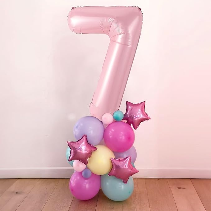 Light Pink 4 Balloon, 40 Inch Large Pastel Pink Foil Helium Number Balloons 0-9 - Image 7
