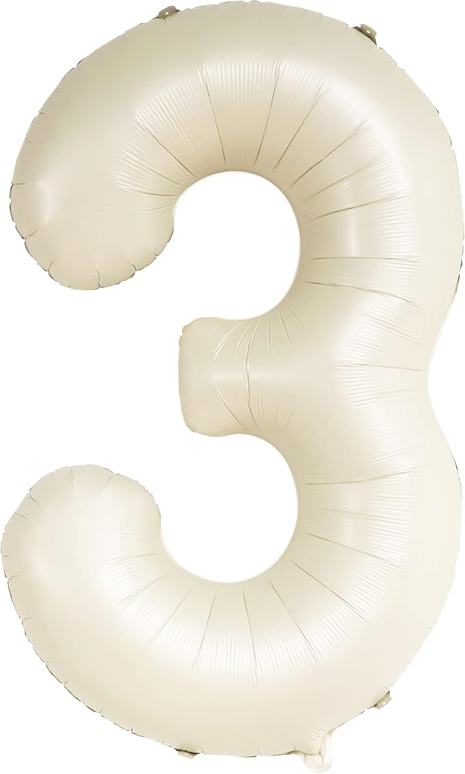 KatchOn Cream White Number 3 Balloon Neutral 40 Inch | Three Balloon, 3 Balloon - Image 8