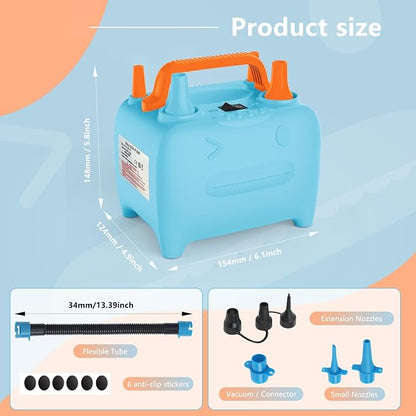 OWill Balloon Pump Electric, Portable Dual Nozzle Balloons Air Pump Electric - Image 6