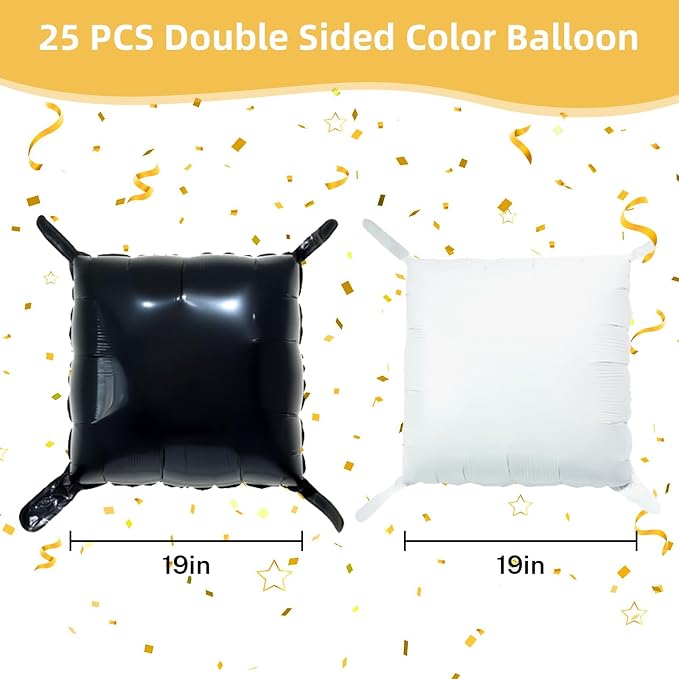 HILAVO Black and White Square Foil Balloon Wall - Image 2