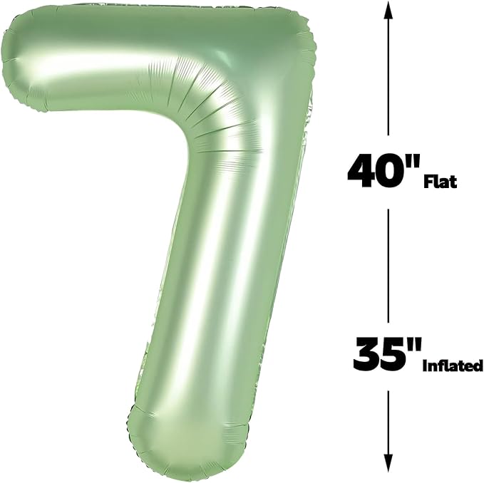 Oliver Green Number 7 Balloon 40 inch, Birthday Party Balloons Decorations | - Image 3