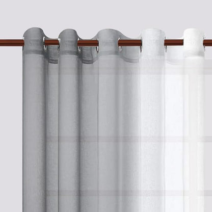 DWCN Grey Ombre Faux Linen Short Sheer Curtains - Image 2