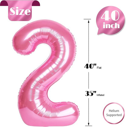 Pink 2 Balloon - Number Balloon 40 Inch, 2nd Pink Birthday Decorations | Large - Image 5