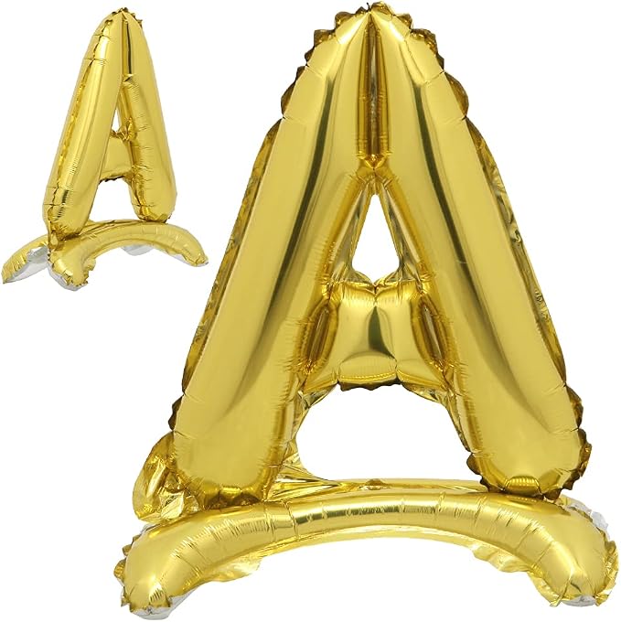 16" Standing Gold Alphabet Letter and Number Balloons Aluminum Hanging Foil by RUIANSI