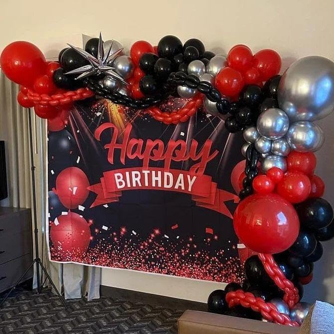 Red and Black Silver Balloon Arch Kit - Image 4
