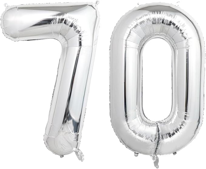Number Balloons Silver Party Balloon by United-UnicornsParty