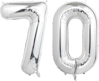 Number Balloons Silver Party Balloon by United-UnicornsParty