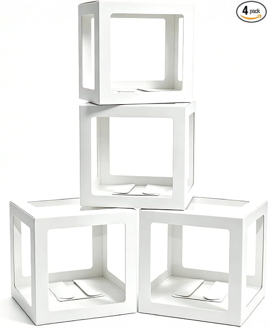 White Transparent Balloon Boxes, Balloon Box Blocks Backdrop by Hzzycaxli