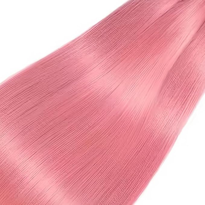 28 30 32 Inch Pink Human Hair Bundles Light Pink Straight Bundles Peruvian Unprocessed Virgin Remy Hair Extensions Niegmeag Hair Pure Pink Straight Bundle