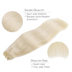 Wennalife Clip in Human Hair Extensions, 18 Inch 150g 9pcs Clip in Hair Extensions Real Human Hair, Platinum Blonde Human Hair Clip in Extensions Remy Human Hair Extensions Clip Ins Double Weft