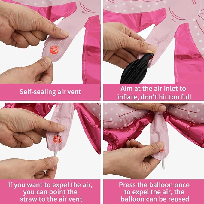 Vuzvuv 12 Pcs Pink Bow Balloons 32 Inch 31Inch 15Inch Bowie Foil Balloons - Image 3