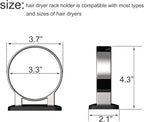 Hair Dryer Holder, Bathroom Cabinet Door Blow Dryer Stand, Blow Dryer Holders Wall Mount - Extra Large Rim (Silver + Black)