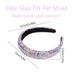 Sparkle Wide Headband for Women Girls Colorful Sequin Headbands Fashion Glitter Headband Comfortable High Elastic Head Band Hair Hoop Hair Accessories for Womens
