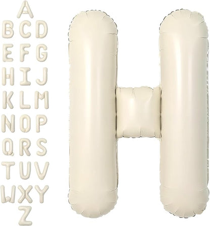 SUWEN 40 Inch Cream Large H Letter Balloons Big Foil Helium A-Z | Jumbo Mylar by SUWEN