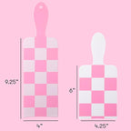 FRAMAR Checkered Balayage Board and Paddle Set - Long and Short Foil Board For Highlights, Balayage Hair Dye Kit, Hair Salon Supplies, For Enhanced Precision - 2 Pack - Pink and White