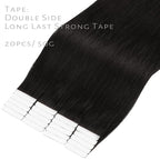 Lacer Real Human Hair Tape in Extensions - 12 Inch Natural Black Invisible Tape in Human Hair Extensions, Seamless Double Skin Weft 50g 20pcs