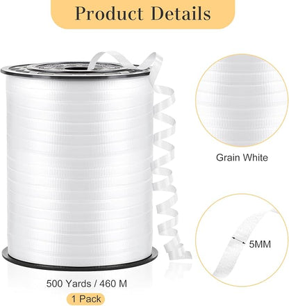 White Curling Ribbon, 500 Yards, 1/5 Inch | - Image 2