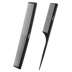 2Pcs Combs for Women and Men，Professional Black Carbon Fiber Teasing Comb，Combs for Hair Stylist, Fine and Wide Tooth Styling Comb for All Hair Types（Style 3）