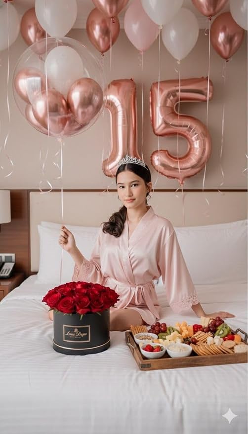 15 Balloon Number 40 Inch Rose Gold Balloons - Image 4