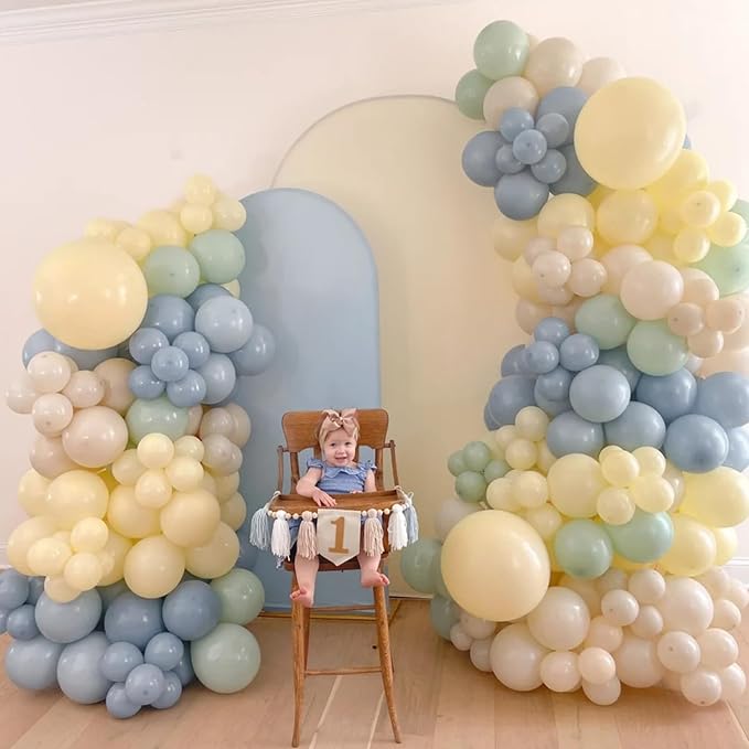 Sage Green Dusty Blue Yellow Balloon 12 Inch Double Stuffed Beige Slate Blue - Image 4