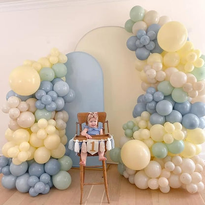 Sage Green Dusty Blue Yellow Balloon 12 Inch Double Stuffed Beige Slate Blue - Image 4