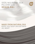 THXSILK Set of 2 100% Mulberry Silk Pillowcases for Hair and Skin, Both Sides 19 Momme Pure Natural Silk Pillowcase, Soft Breathable Zipper Pillow Cases Queen Size 20"x30", Dark Grey