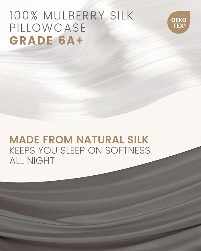THXSILK Set of 2 Mulberry Silk Pillowcases, 100% Pure Mulberry Silk, 19 Momme 6A+ Grade, Silk Pillowcase for Hair and Skin, King Size Pillow Case with Hidden Zipper, Dark Grey