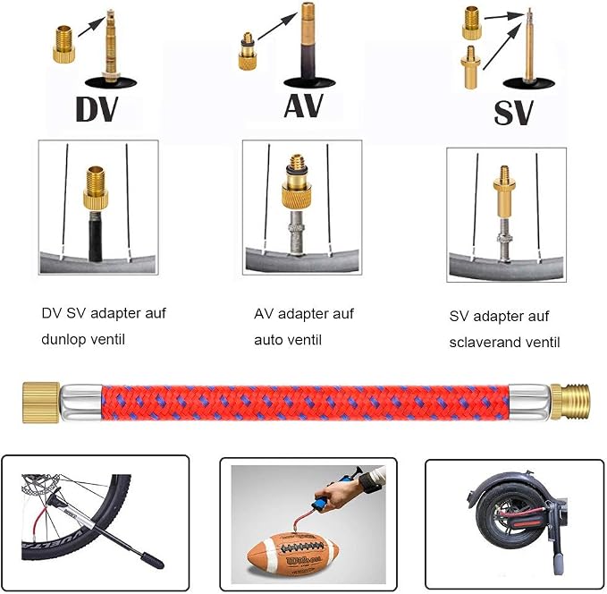 21PCS Brass Presta Schrader Valve Adapter Tools, Ball Pump Needle, Bike Tire - Image 4