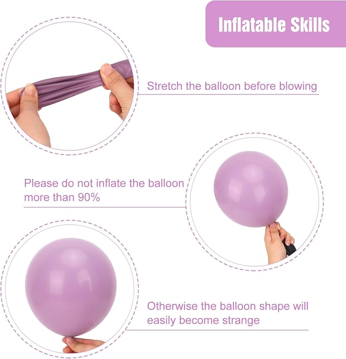 RUBFAC Dusty Purple Balloons 129pcs Different Sizes Pack of 18 12 10 5 Inch | - Image 3