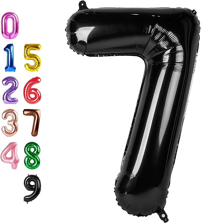 Number Balloons Black 7 Balloon 40 inch by Enyeopd